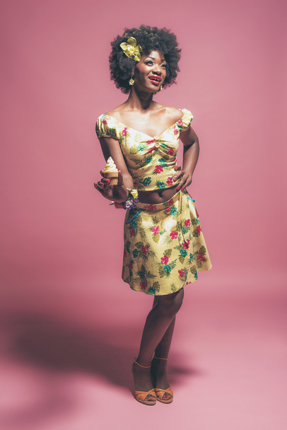 Tropical Fashion Afro American Pin-up - 写真・画像