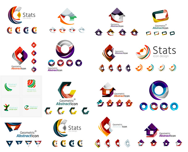 Mega collection of various abstract business emblems - loops, geometric shapes - Wektor, obraz