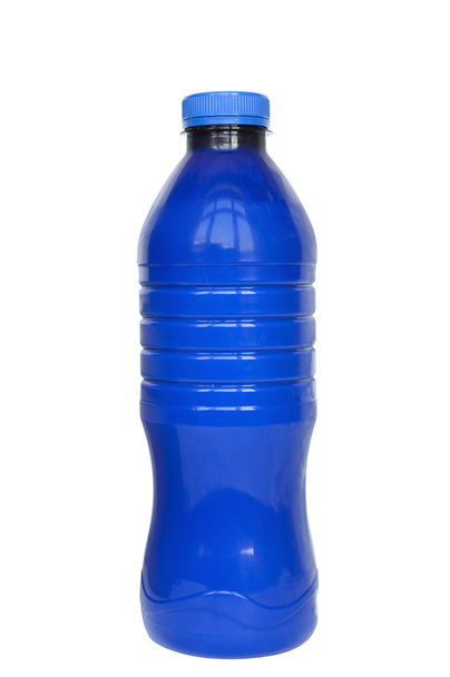 Blue plastic bottle isolated on white - 写真・画像