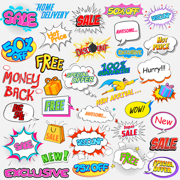 Comic blast style Sale and Promotion element - Vector, Image