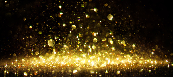 Shimmer Of Golden Glitter On Black - Photo, Image
