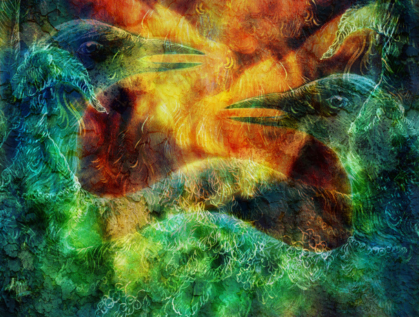 the phoenix bird collage. - Fotó, kép