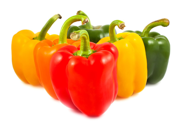 Green,red,yellow and orange sweet peppers - Фото, изображение