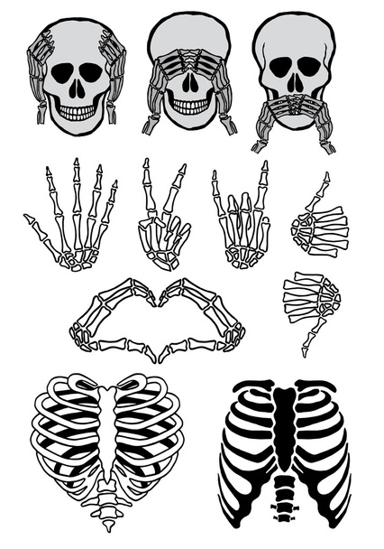 Halloween skull set, vector - Διάνυσμα, εικόνα