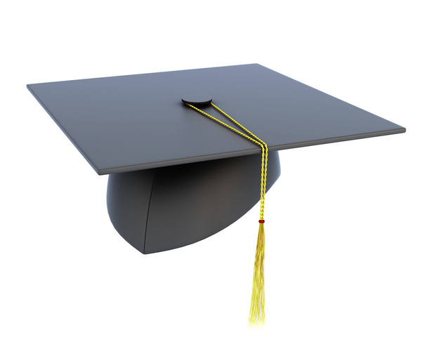 Sombrero de graduación aislado sobre fondo blanco
 - Foto, imagen