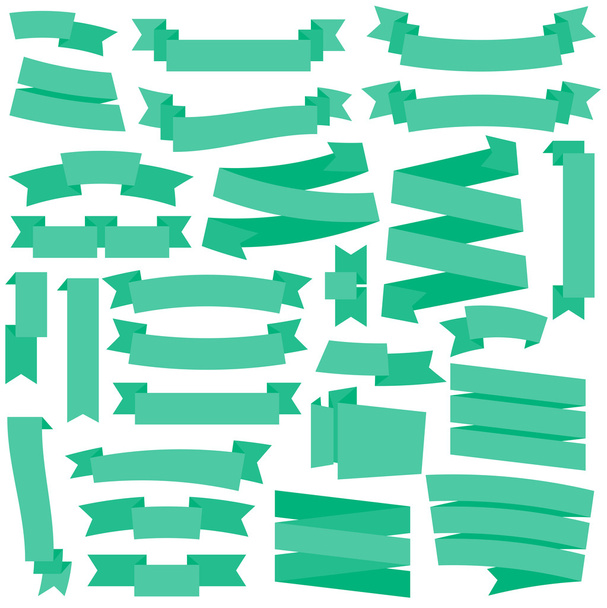 green Ribbons Set - Vector, Imagen