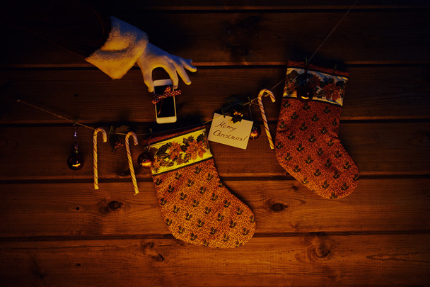 Vánoční ponožky a cukru hole - Fotografie, Obrázek