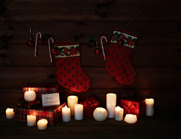 Christmas socks and sugar canes - Photo, Image