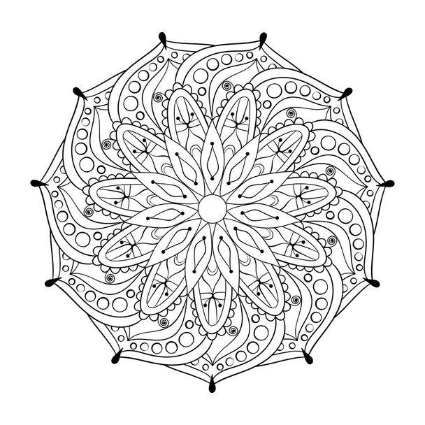 Zentangle stylized elegant round Indian Mandala. Hand drawn vint - Vector, Image