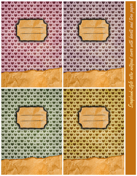 Четыре обложки ретро-блокнота в стиле скрапбука
 - Фото, изображение