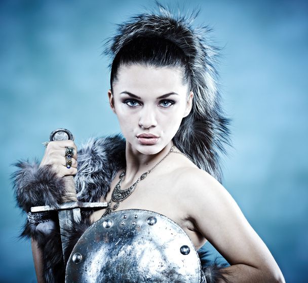 Warrior woman. Fantasy fashion idea. - Photo, Image