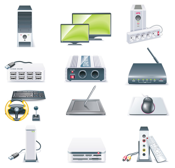 Vector detailed computer parts icon set. Part 2 - Vector, Image