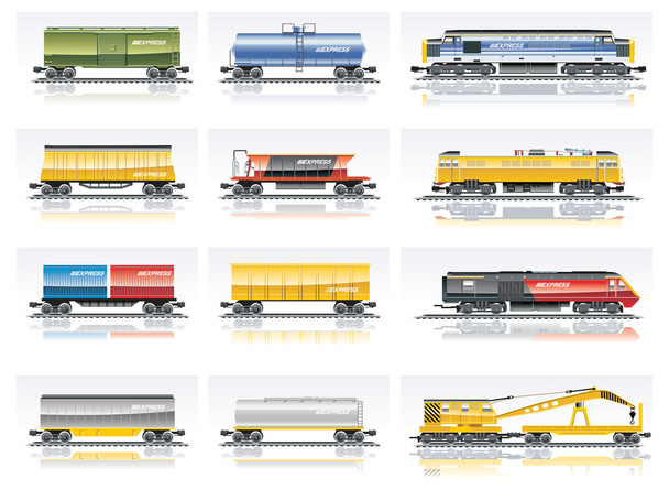 Vector ferrocarril icono de transporte conjunto
 - Vector, imagen