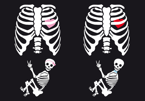 Skeleton baby boy and girl, vector set - Vector, Image