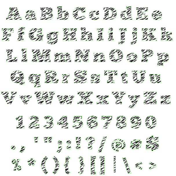 lipa zebra liter alfabetu, cyfr & symboli - Zdjęcie, obraz