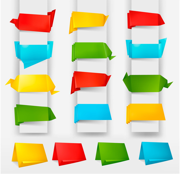 Huge set of colorful origami paper banners. Vector illustration. - Vector, Imagen