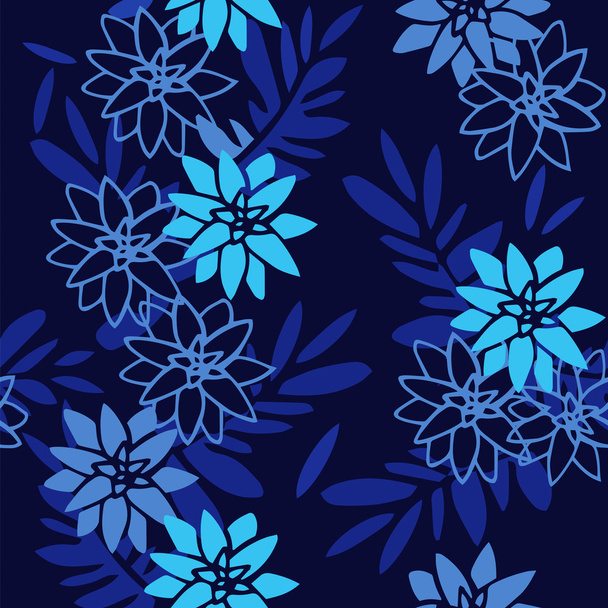 Pattern of flowers on blue background - Vetor, Imagem