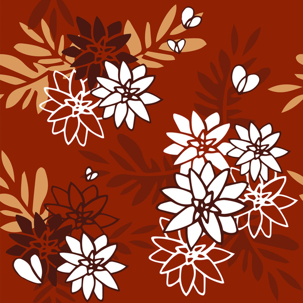 Pattern of flowers on brown background - Vektör, Görsel