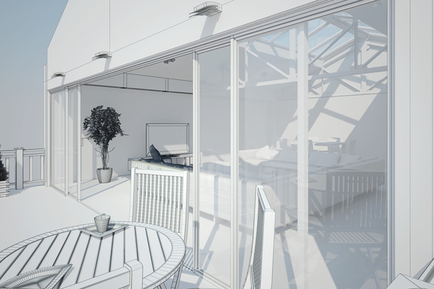 3D визуализация интерьера гостиной
 - Фото, изображение
