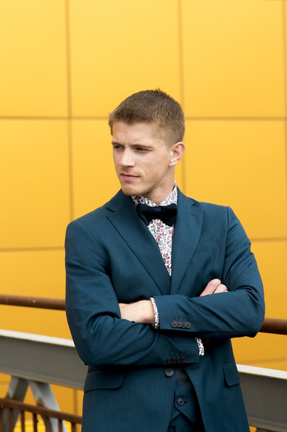 Portrait of young man in blue suit. - Fotoğraf, Görsel
