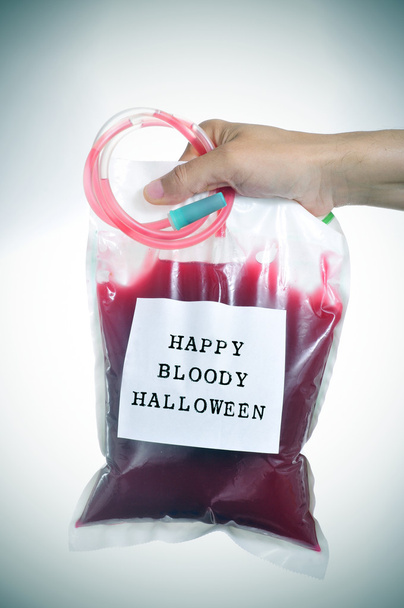 szütyőt a vér a szöveg boldog ember véres halloween, VI. - Fotó, kép
