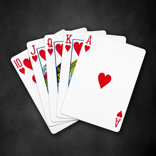 Um Royal straight flush jogar cartas poker
 - Foto, Imagem