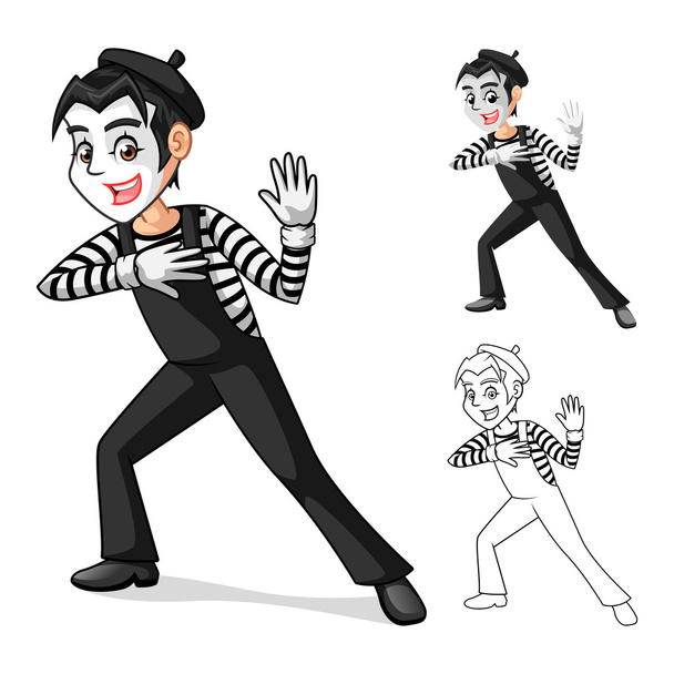 Mime Artist Perform Body Motions Cartoon Character - Vector, Image