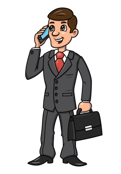 Бизнесмен разговаривает по телефону 2
 - Вектор,изображение