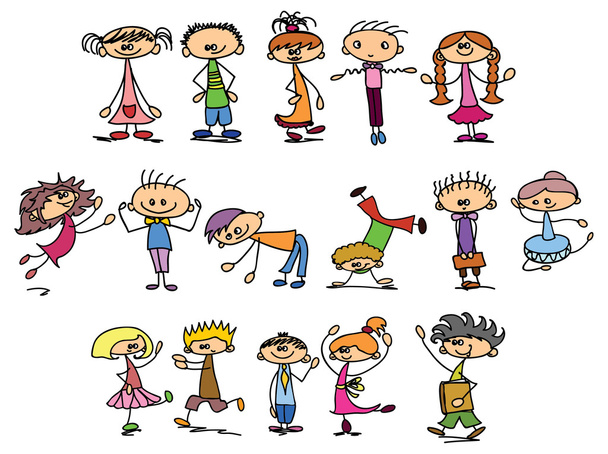 Kreskówka doodle szczęśliwe dzieci - Wektor, obraz