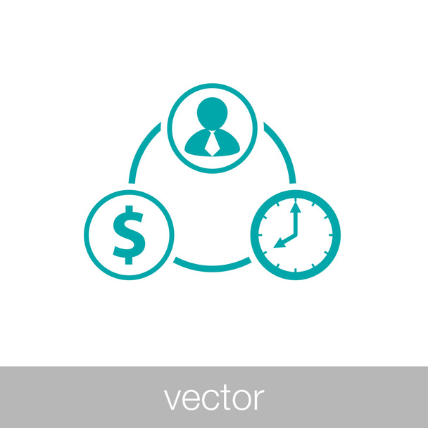 Resources Management Concept Icon. Avatar, clock, dollar, arrows - Vektor, obrázek
