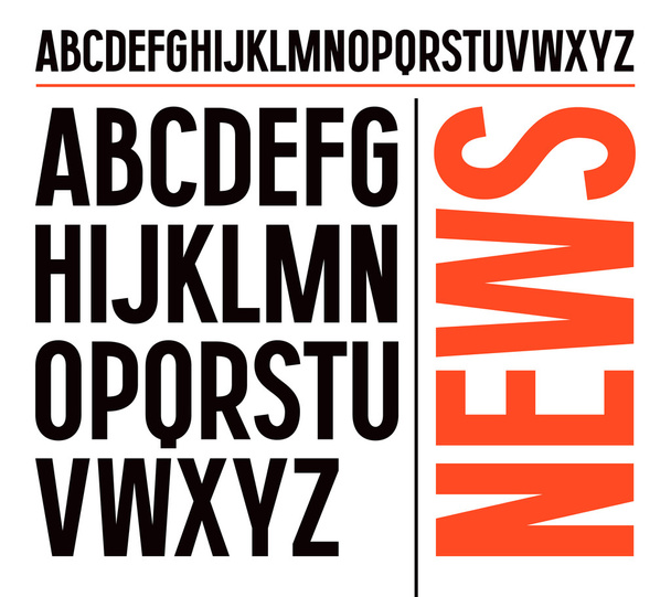 Sans serif fonte em estilo de jornal
 - Vetor, Imagem