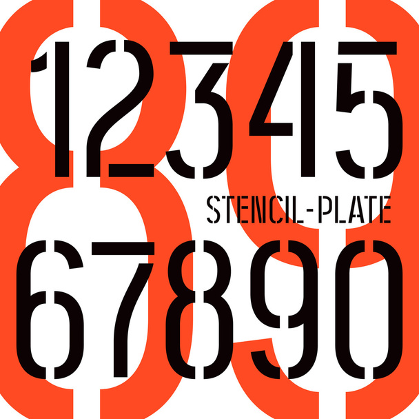 Números de placas de esténcil en estilo militar
 - Vector, Imagen