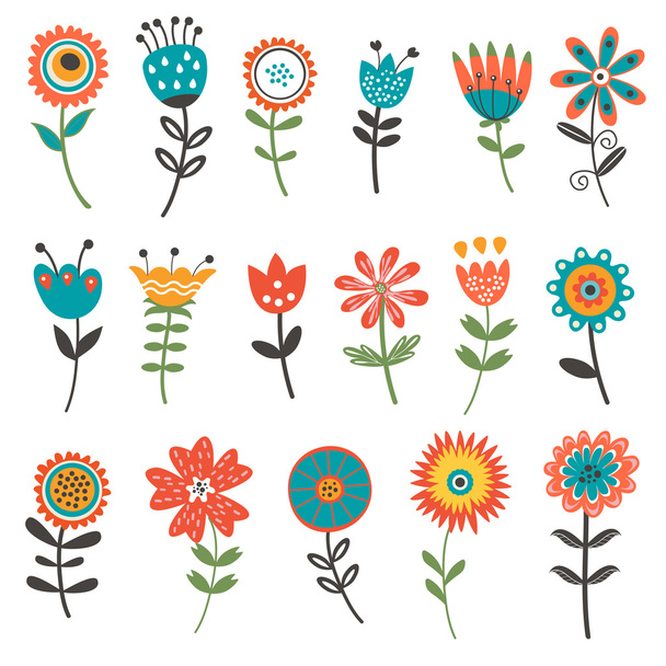 krásná kolekce květinových dekorativních prvků - Vektor, obrázek