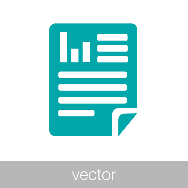 Elemzési jelentés ikon - dokumentum szöveges sor- és kördiagram - Vektor, kép