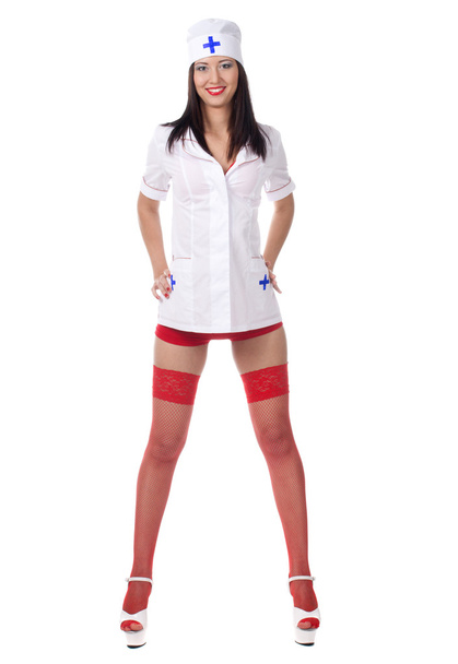 Sexy medic woman with red lips. isolated. - Φωτογραφία, εικόνα