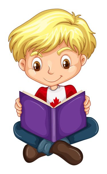 Καναδική αγόρι, διαβάζοντας ένα βιβλίο - Διάνυσμα, εικόνα