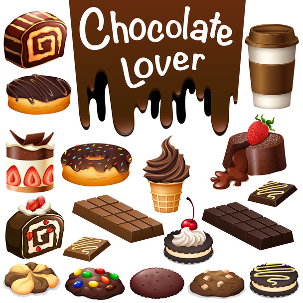 Различные сорта шоколадного десерта
 - Вектор,изображение