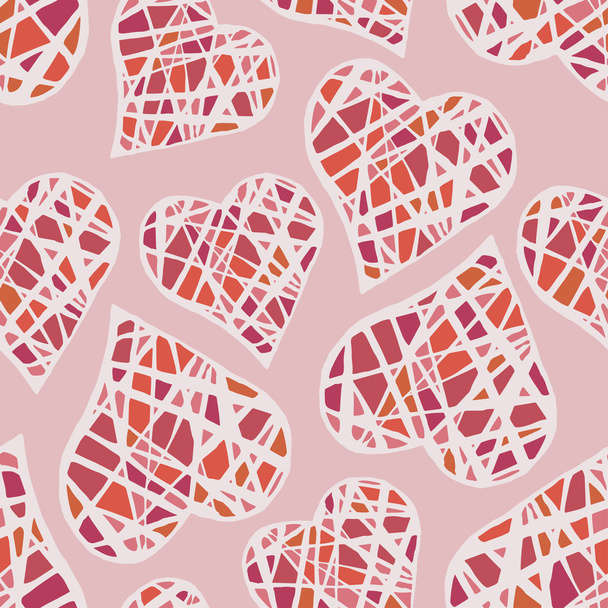 Vector seamless pattern with hand drawn colorful hearts - Vektori, kuva