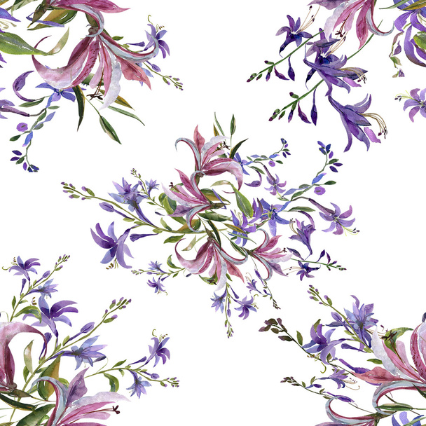 花ユリのシームレス パターン - 写真・画像