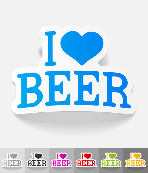 I love beer paper sticker - Vector, Image