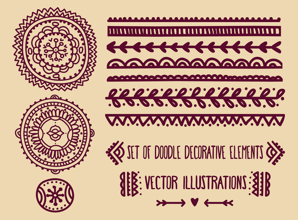 set of doodle decoration elements - Vektori, kuva