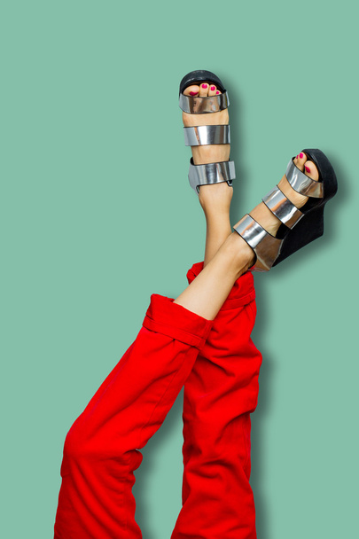 Female legs wearing summer hights - Valokuva, kuva