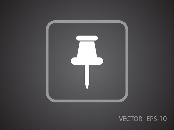 Flat long shadow Pushpin icon, vector illustration - Вектор,изображение
