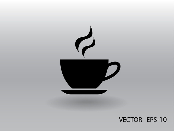 Płaski długi cień filiżanka gorący napój ikona ilustracja wektorowa - Wektor, obraz