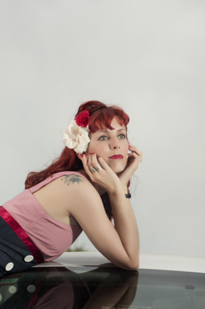 pinup young woman in vintage style - Photo, Image