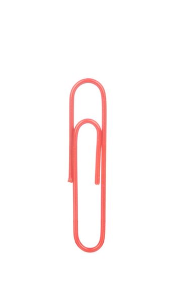 Red paper clip isolated on white - Photo, Image