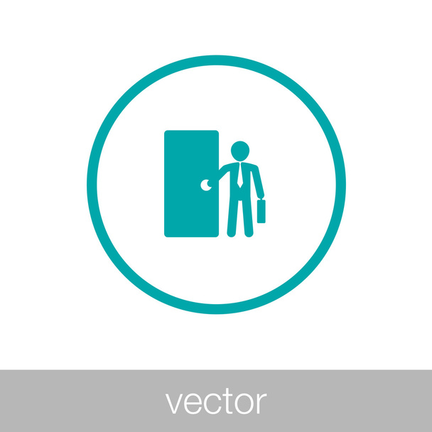 бізнесмен тримає значок портфеля концепт плоский стиль
 - Вектор, зображення