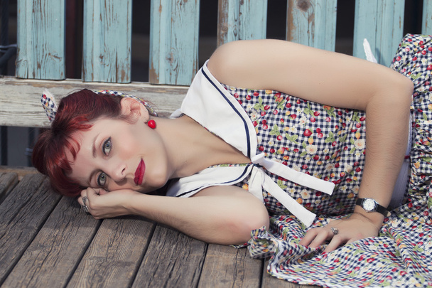 woman in vintage style clothing - 写真・画像