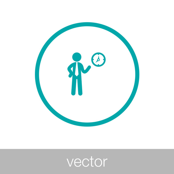 Tiempo para el icono de trabajo - Con el tiempo icono de trabajo - Concepto de estilo plano
 - Vector, Imagen