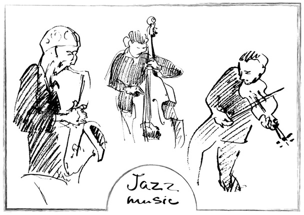 Sets van de getekende muzikanten. Handgetekende illustratie - Vector, afbeelding